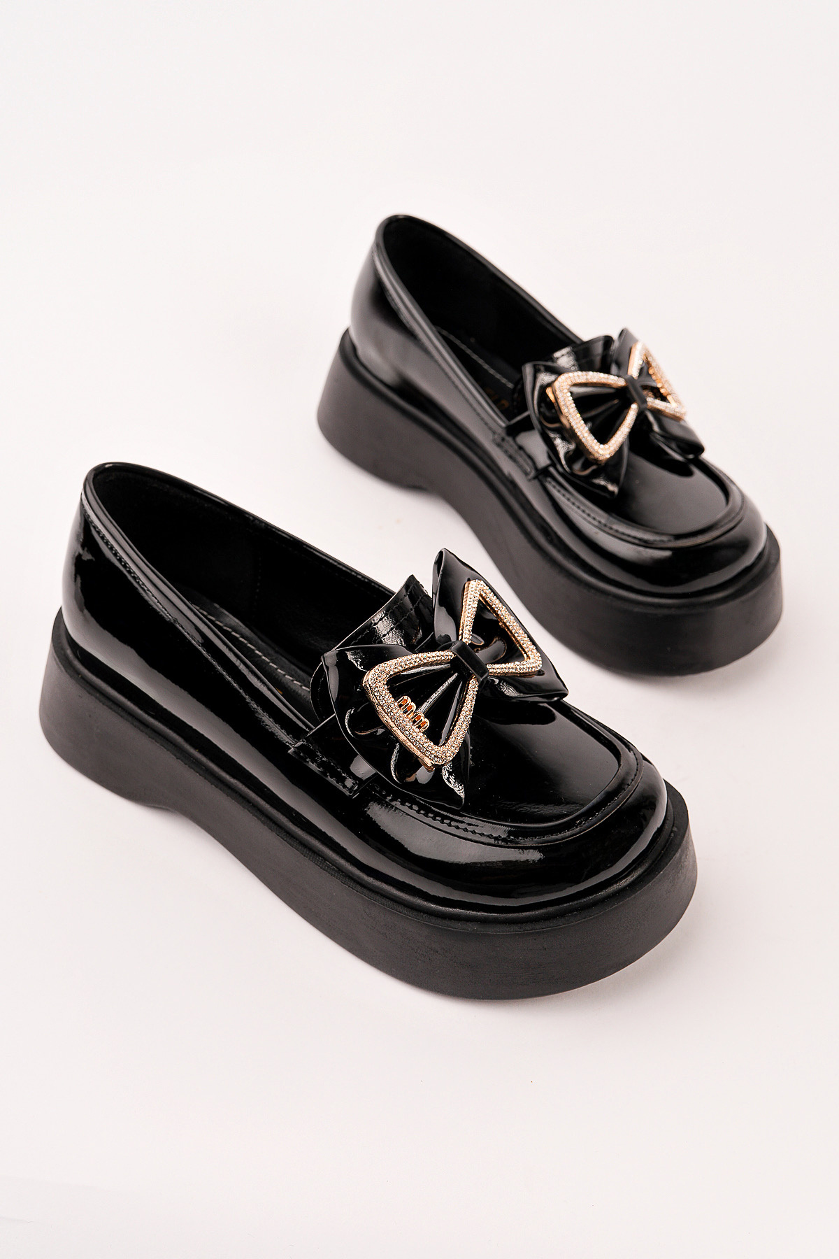 Madam Tarz SMR-4029 Kalın Taban Kurdele Taşlı Loafer görsel 2
