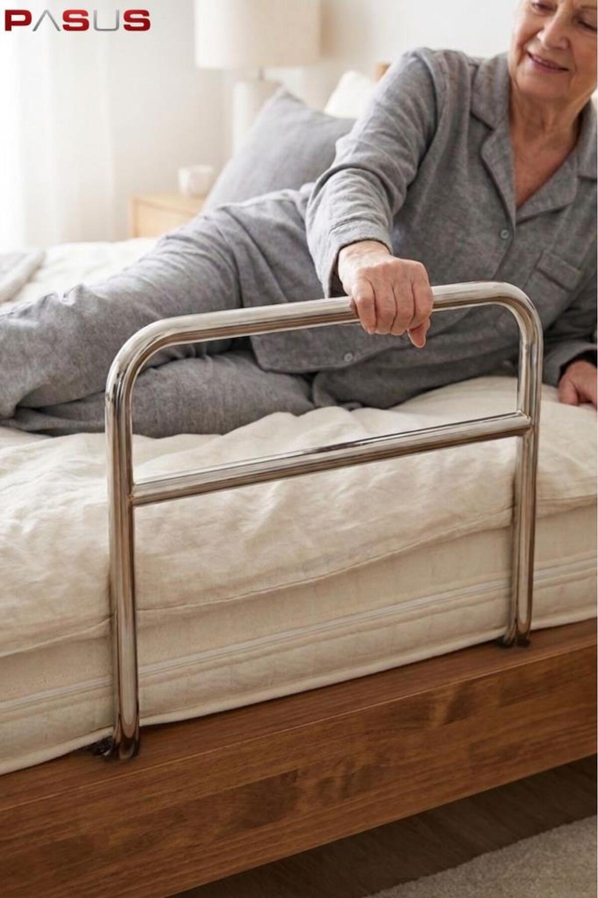 Elderly and Sick Bed Grab Bar - Bed Rise Support Railing - Stainless Steel Safety Bar