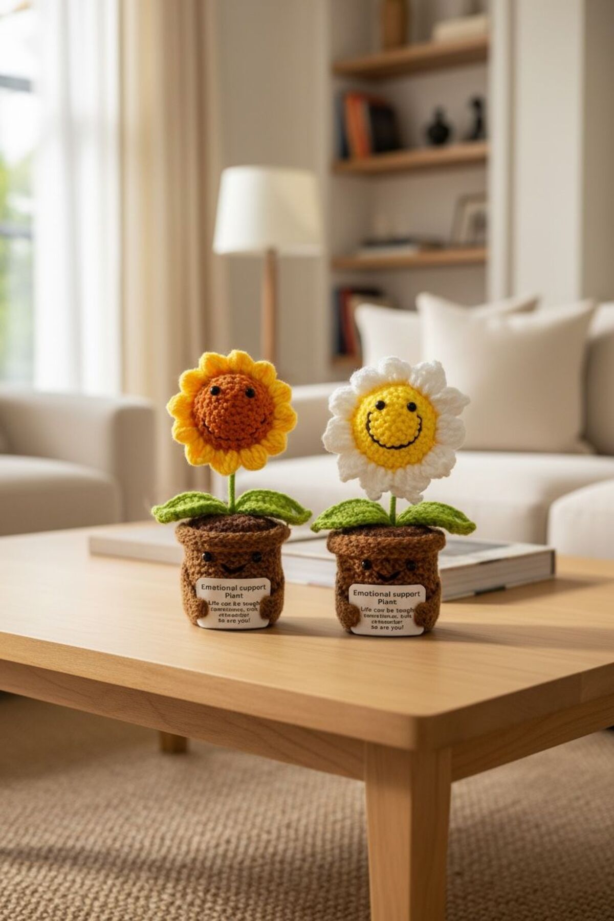 Gülümseyen Yüz Papatya Örgü | El Yapımı Beyaz Dekoratif Çiçek