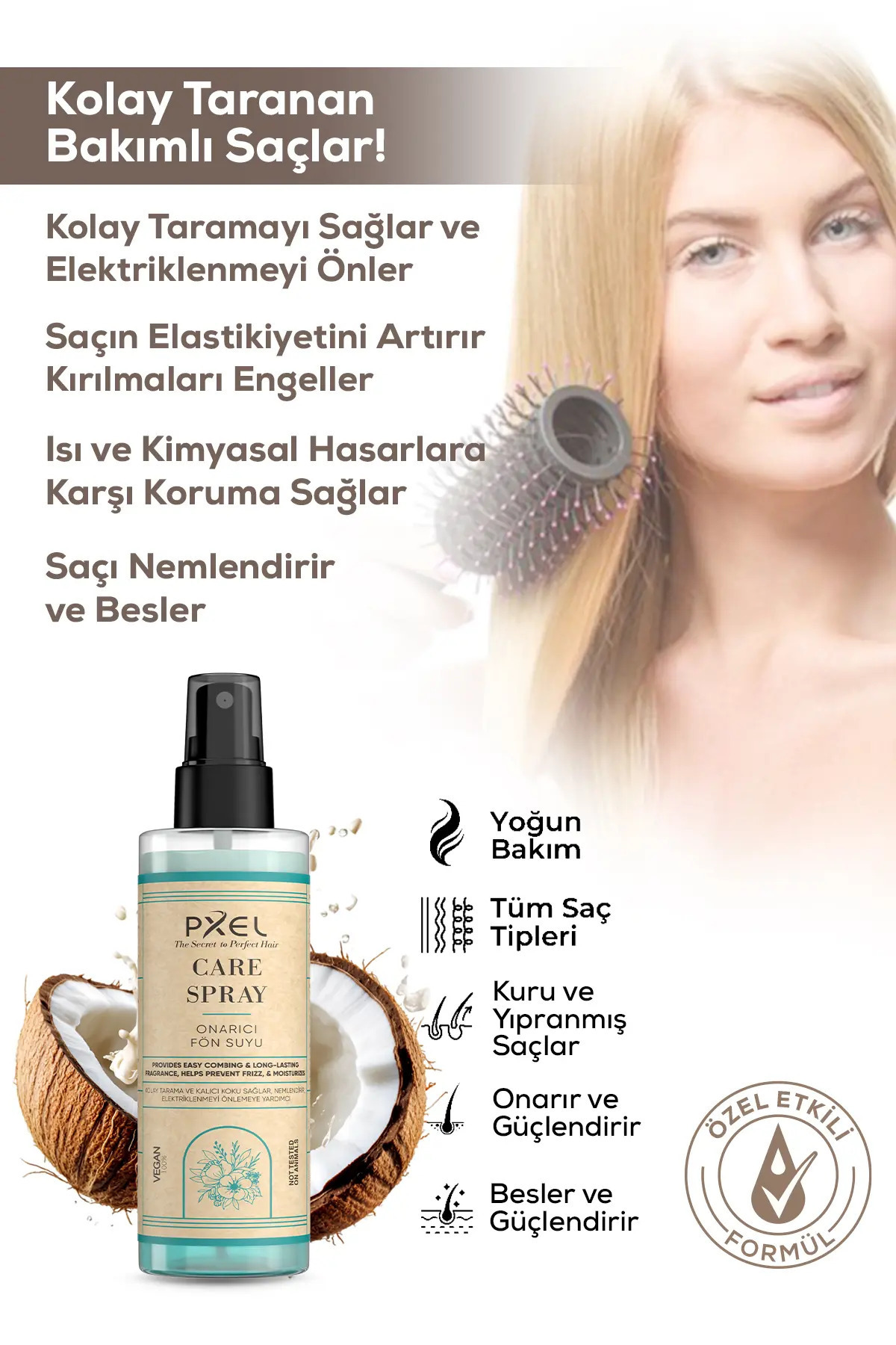 Çift Fazlı Isı Koruyucu Onarıcı Fön Suyu 200 ML | Vegan, Durulanmayan Saç Bakım Spreyi — 8684777707038 — تصویر 3 از 5