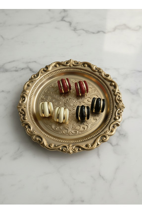 Noi jewelry Vintage Form Gold Detaylı Renkli Halka Küpe
