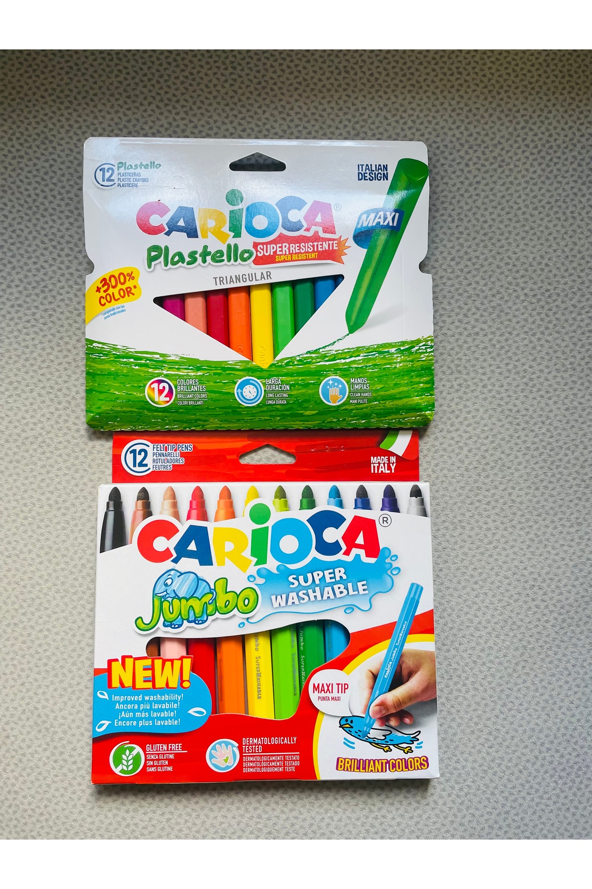 Carioca Kalın Keçeli Kalem 12’li ve Maxı Pastel Boya Kalemi 12’li Set ...