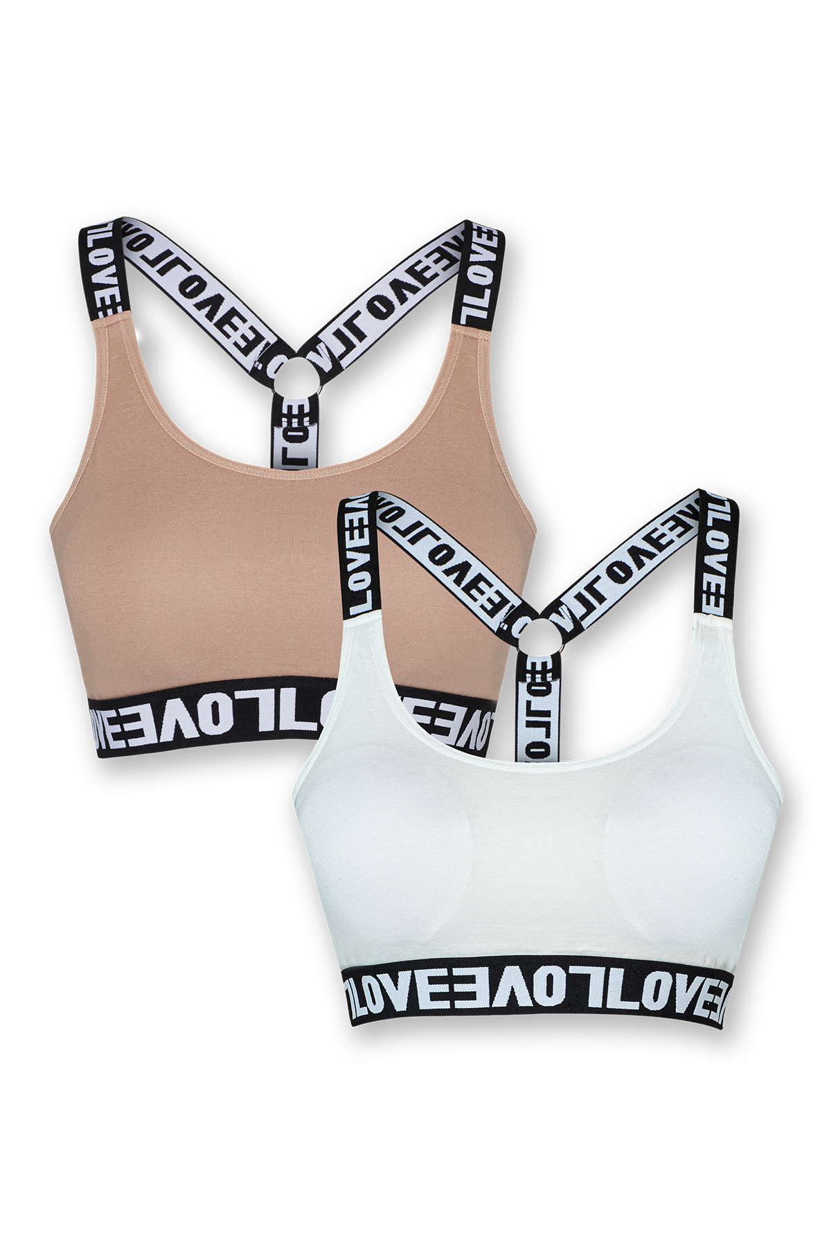 HNX Kadın Pamuklu Spor Büstiyer 2’li Paket, Esnek, Lastik Detaylı, Günlük Konfor, Desteksiz Bralet