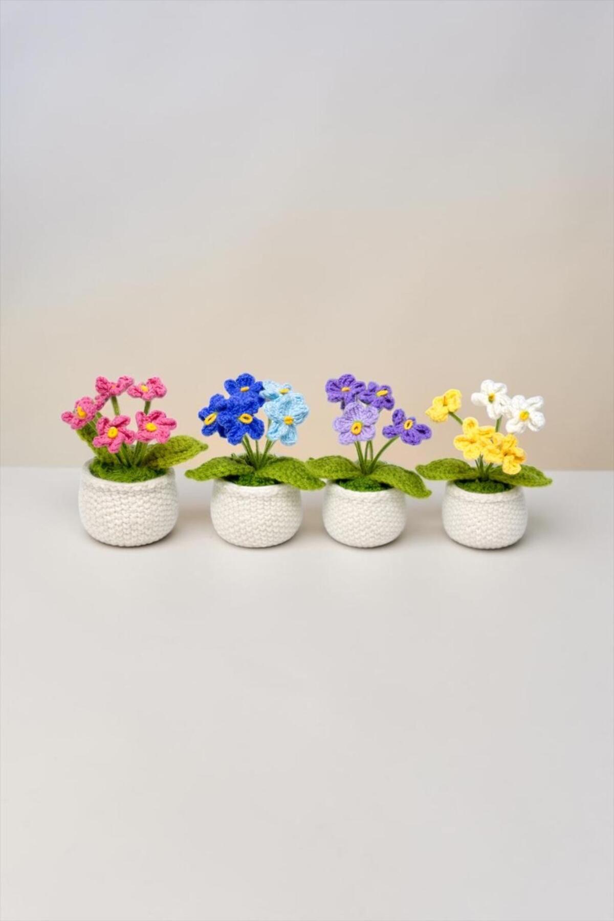 Çoklu Örgü Mor Çiçek – El Yapımı Dekoratif Süs