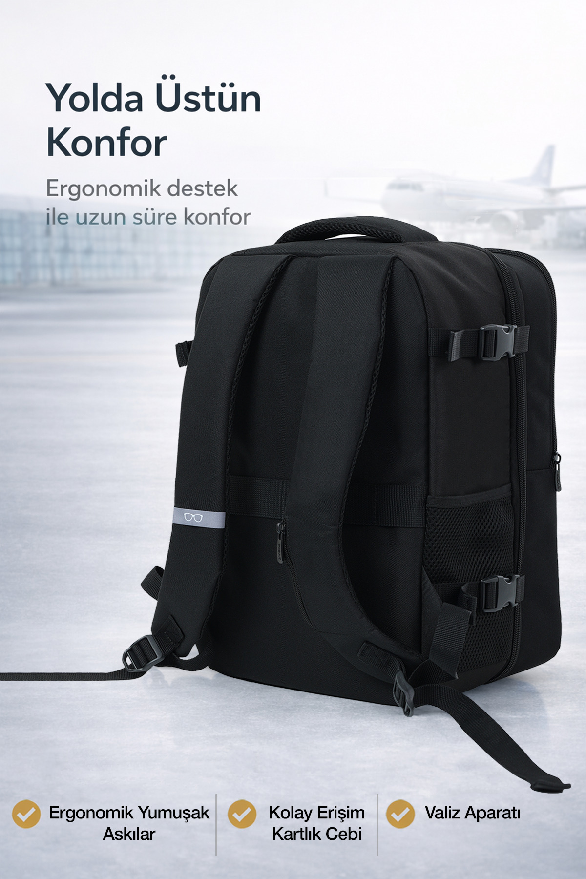 D'VERS  Smart Kabin Boy Laptop ve Tablet Bölmeli, Suya Dayanıklı, Seyahat, Valiz, Sırt Çantası - Görsel 6