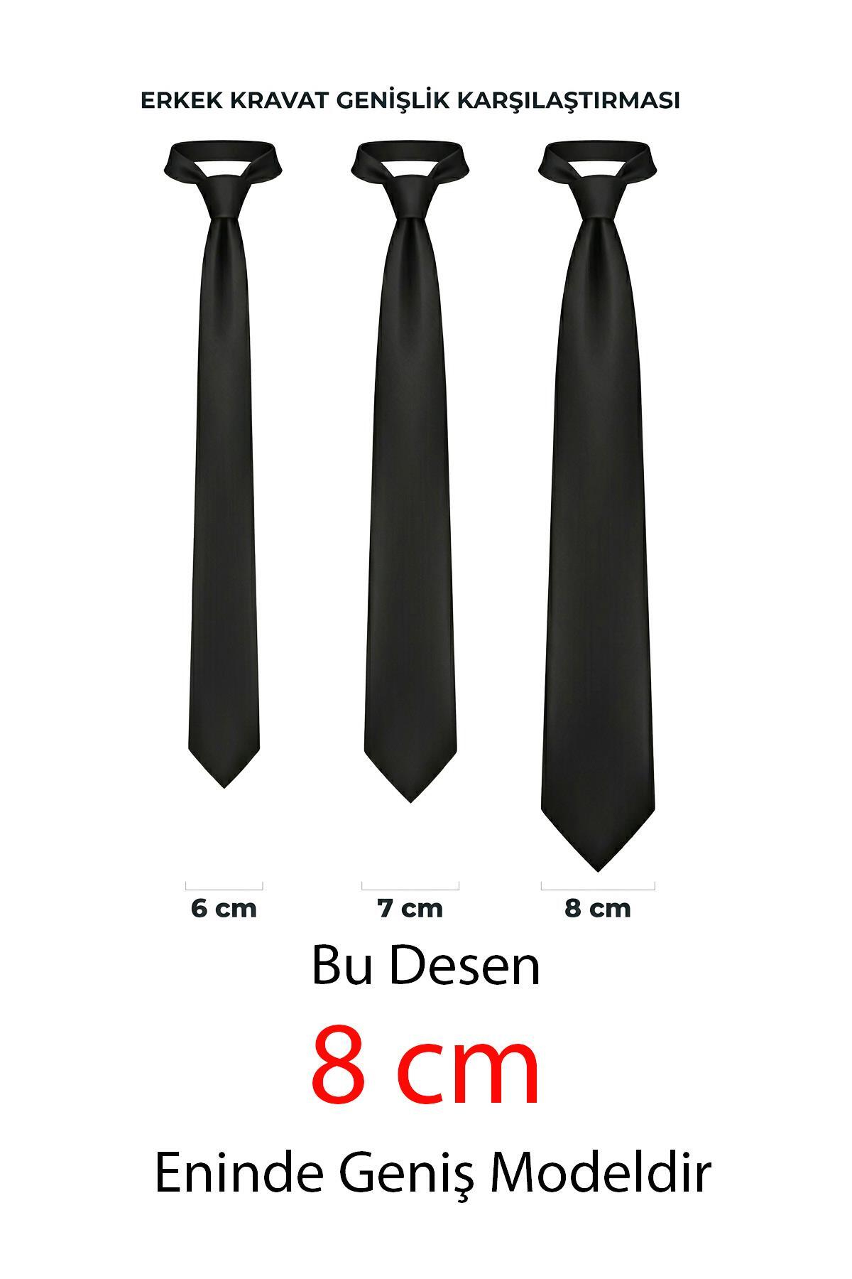 Esgue Hand Made 8 cm Kare Desenli Lacivert Mavi Renk Mendilli Kravat görsel 4