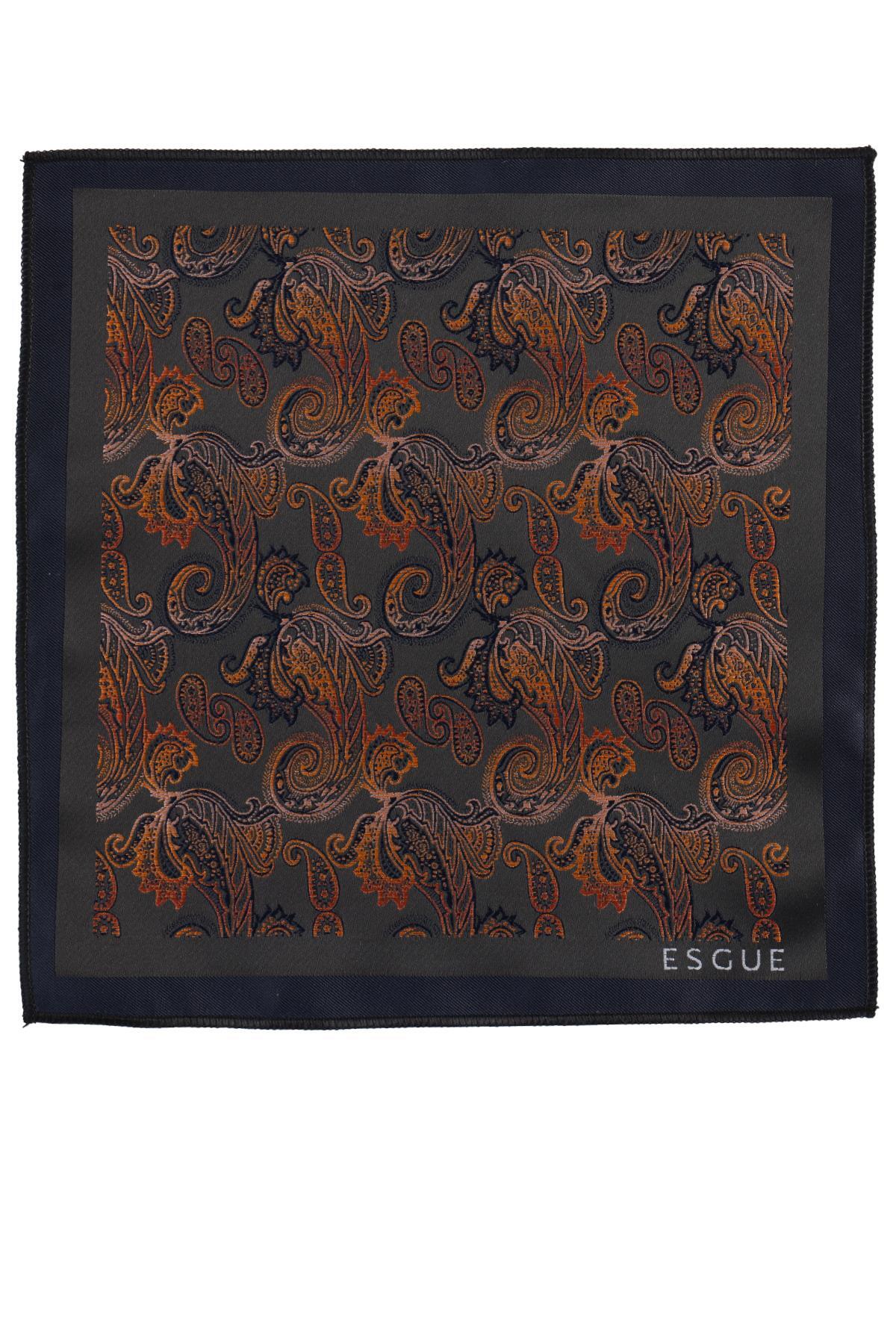 کراوات جیبی طرح شال ۸ سانتیمتری دستساز به رنگ خردلی مشکی Esgue مردانه | ESG115KRM1224 - تصویر 6
