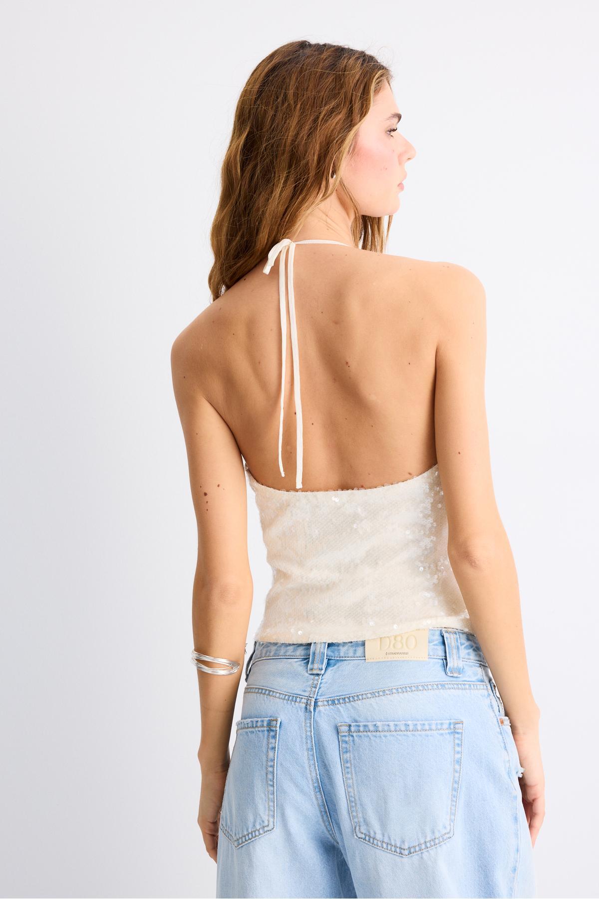 Stradivarius  Pullu halter top - Görsel 5