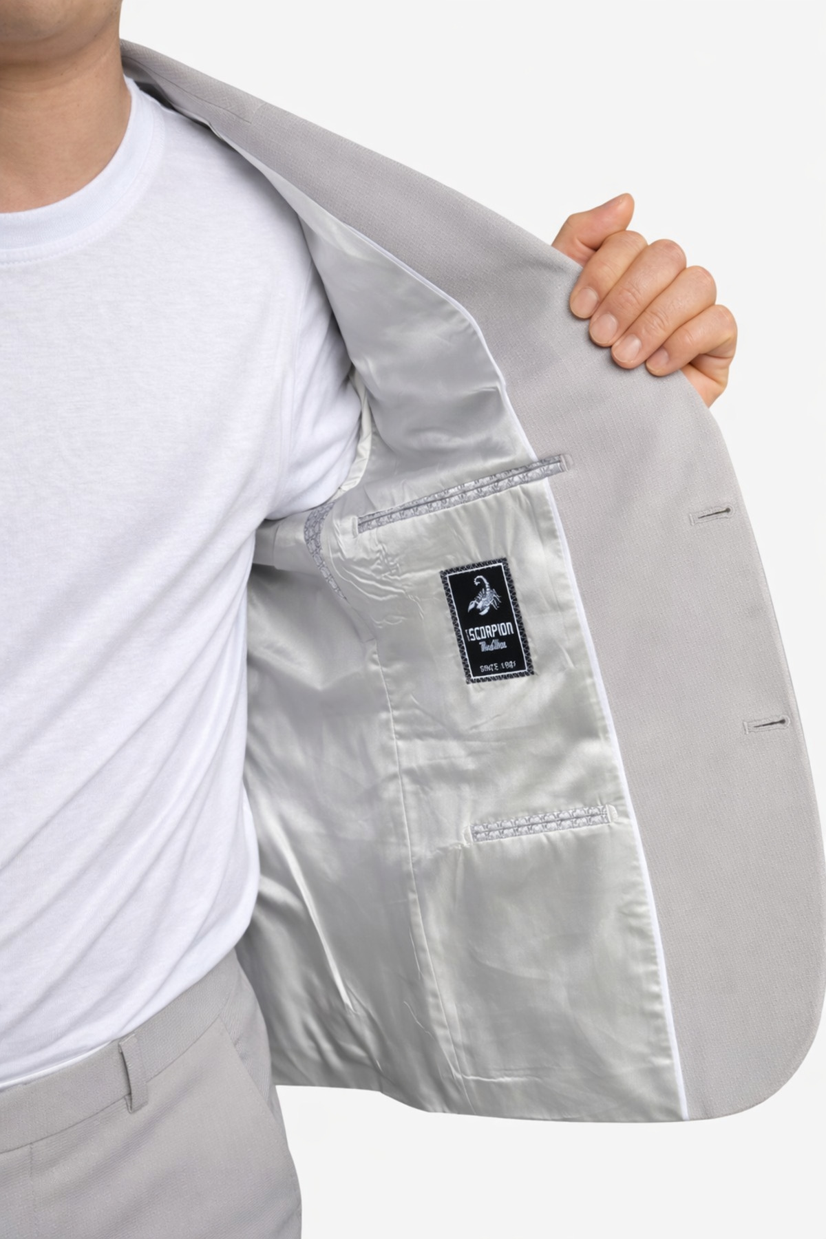Plus Scorpion Erkek Slim Fit Mikro Desenli Takım Elbise 2 Düğmeli Çift Yırtmaçlı Modern Ceket Pantolon Takım görsel 5