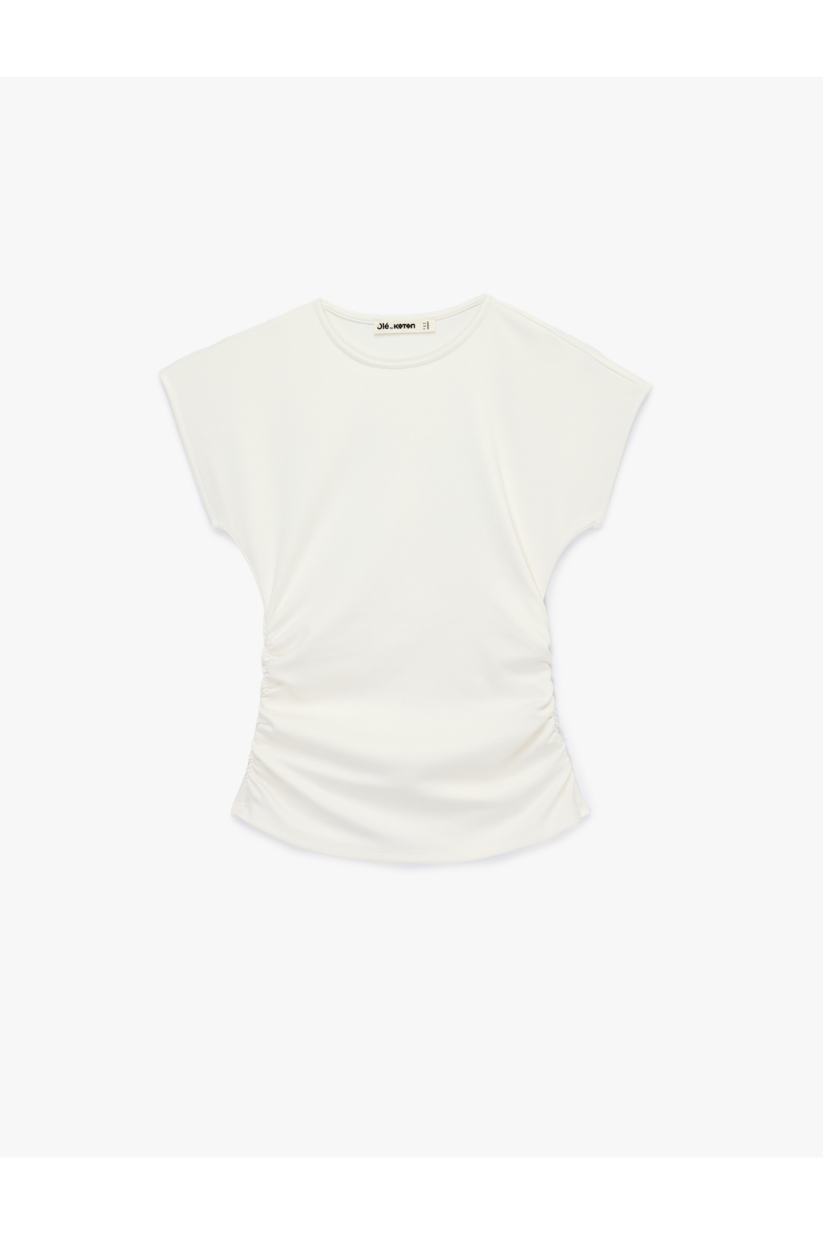 Koton  Slim Fit Kısa Kollu Bisiklet Yaka Büzgülü Tişört