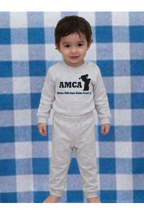 NSR tasarım Hediye Aile Seri Amca Temalı Baskılı Erkek Bebek Mevsimlik Pijama...