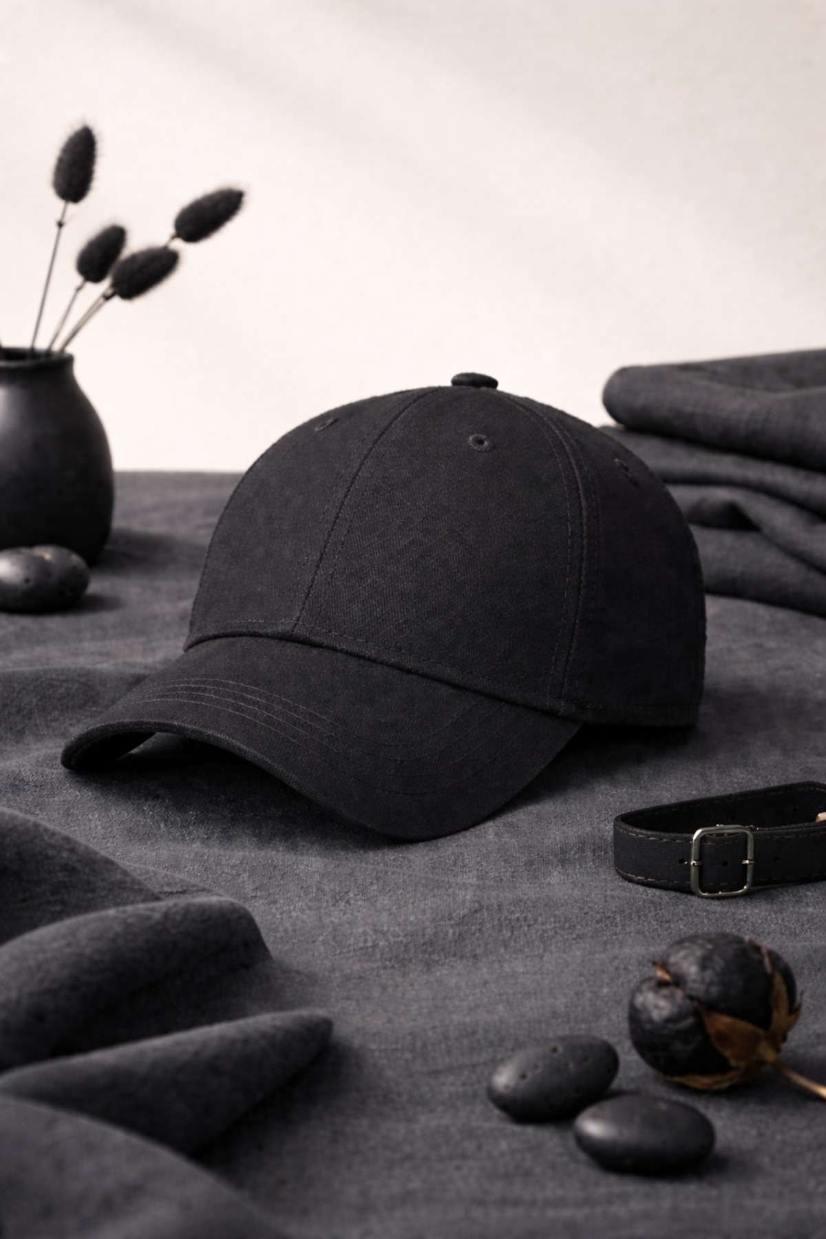 OUS Unisex Düz Basic Siyah Şapka, Ayarlanabilir Tokalı, Pamuklu Spor Şapka (Günlük Kullanım)