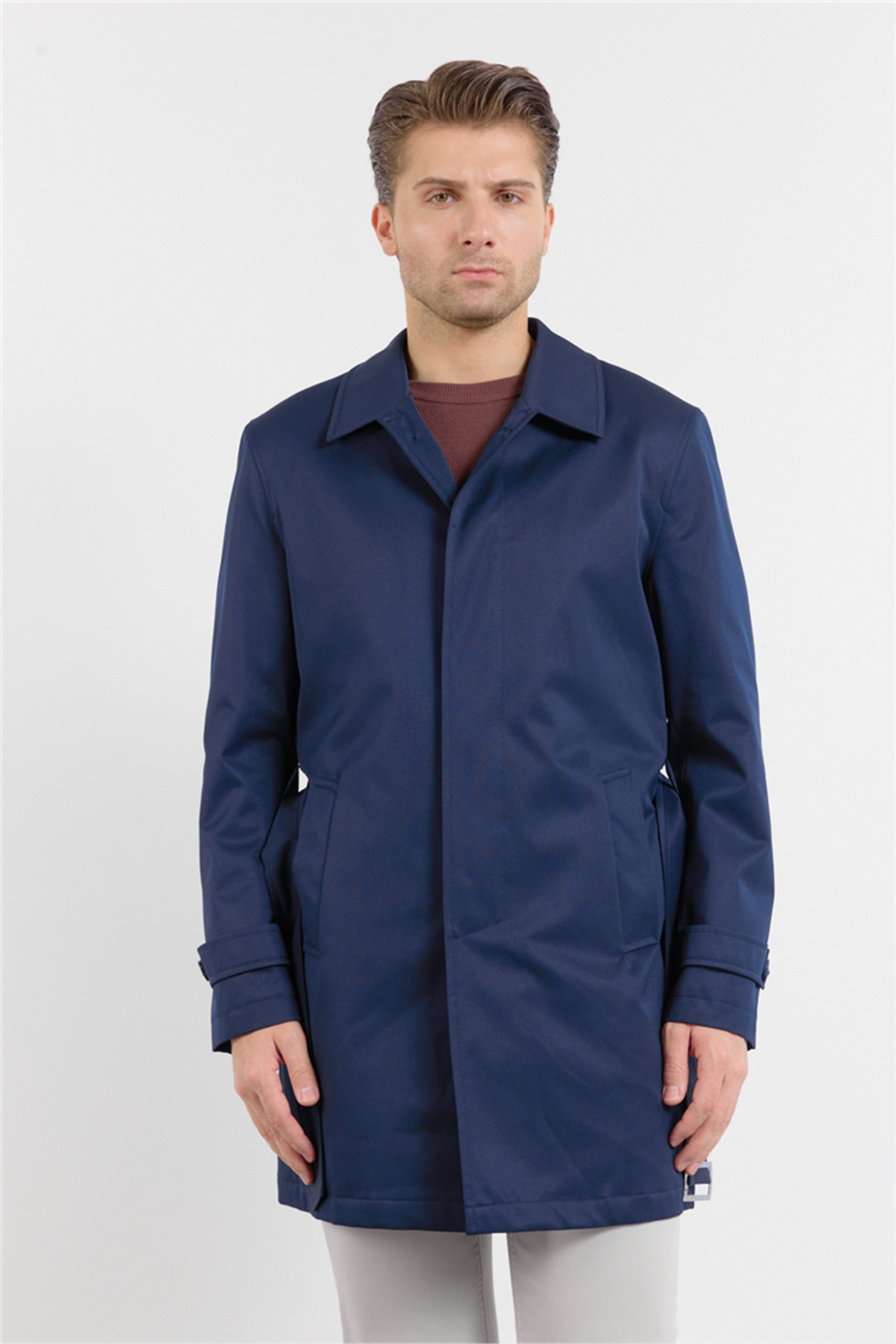 İmza Lacivert Polo Yaka Düz Classic Comfort Fit Pardesü 1006260151