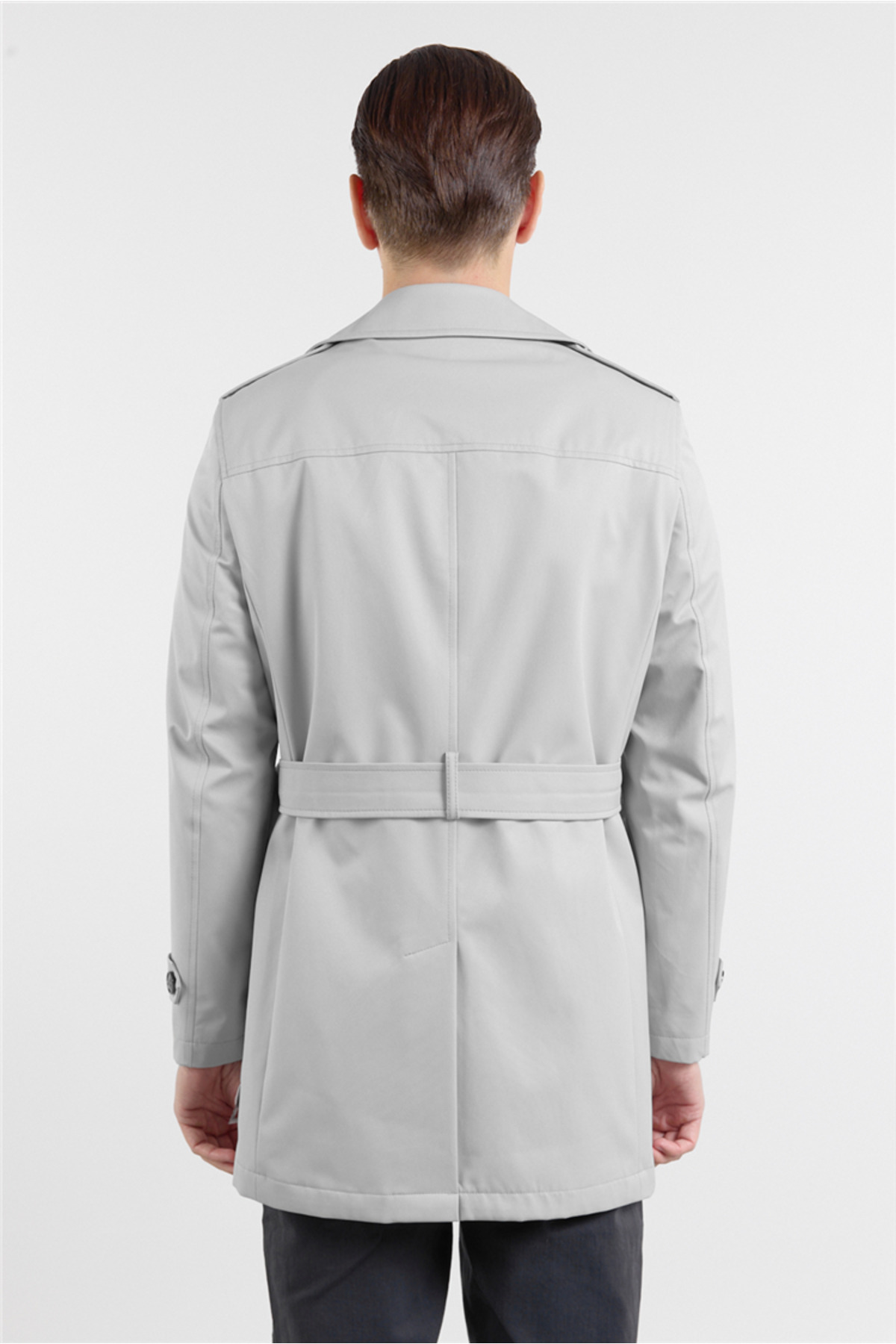 İmza Taş Rengi Mono Yaka Düz Classic Comfort Fit Trençkot 1006260150 görsel 5