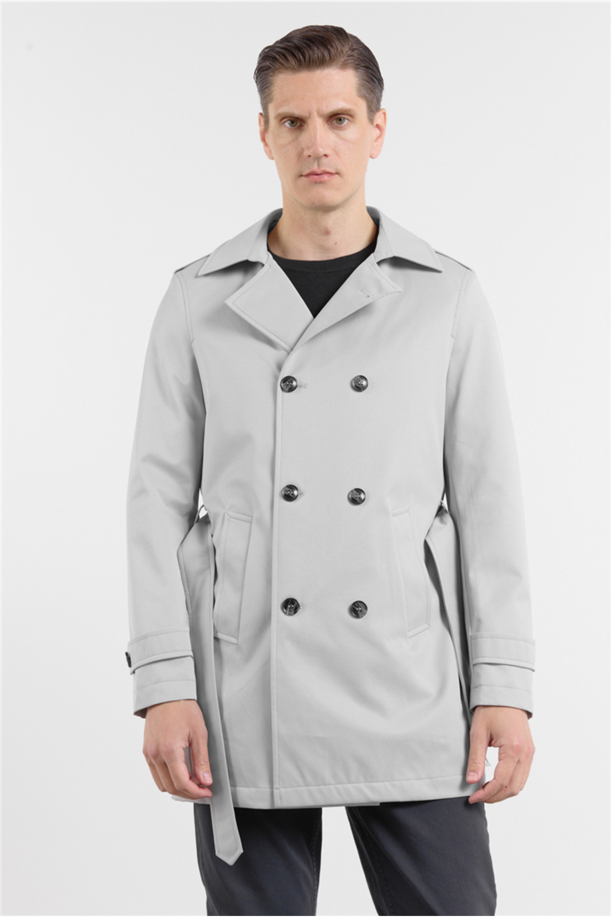 İmza Taş Rengi Mono Yaka Düz Classic Comfort Fit Trençkot 1006260150