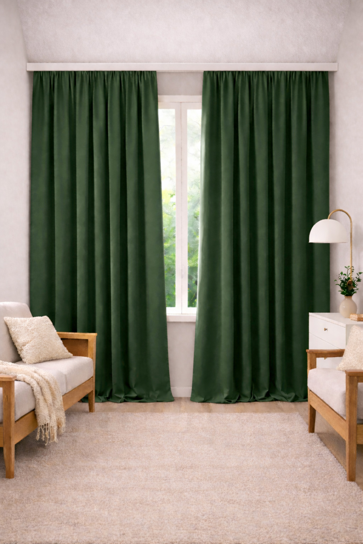 Linen Look Background Curtain Extra Wing Living Room Living Room Green