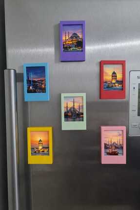 POLYFEZ Buzdolabı Renkli Magnet Fotoğraf Çerçevesi 6 Adet (İntax Mini Uyumlu)
