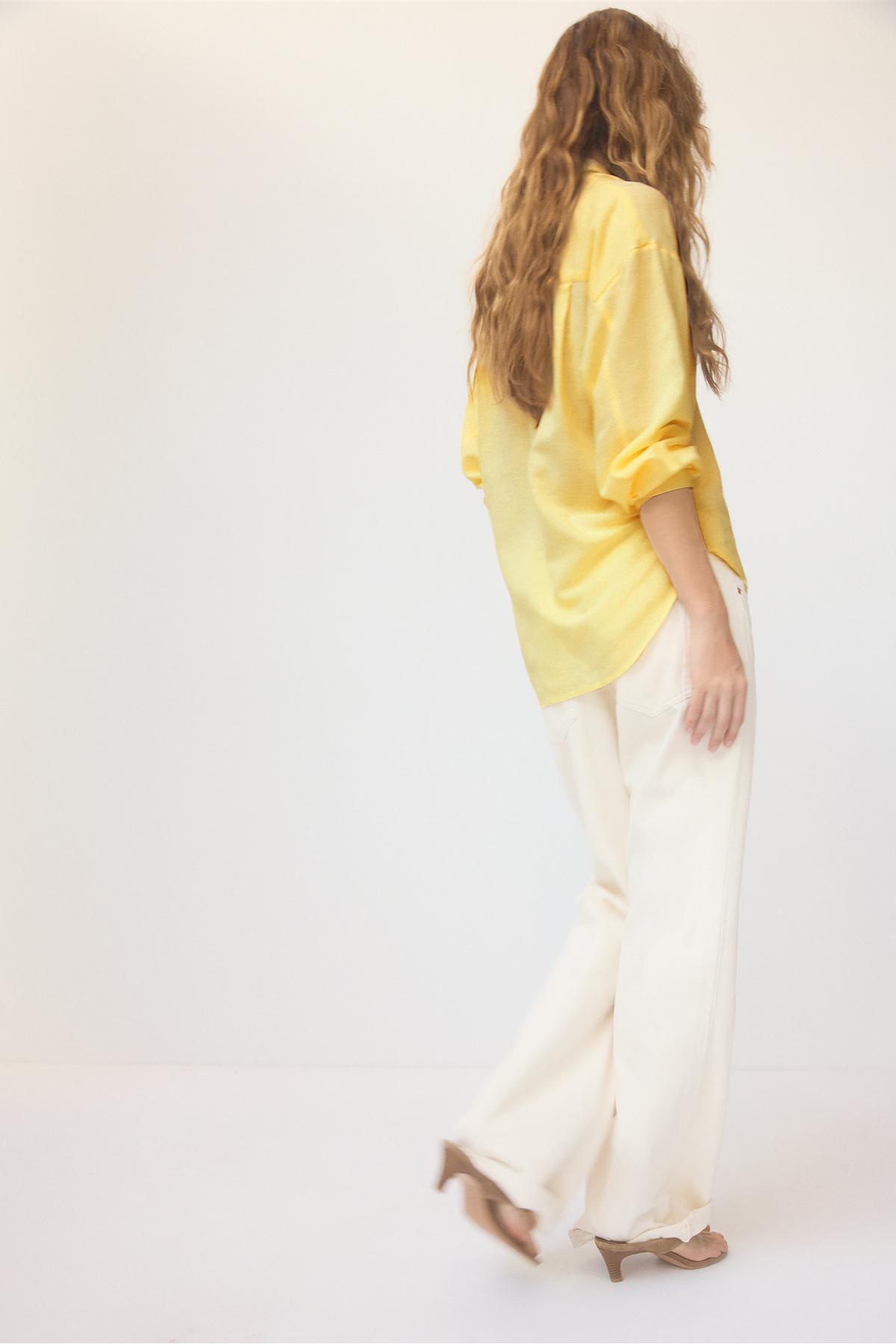 Stradivarius  Keten görünümlü dökümlü gömlek - Görsel 5