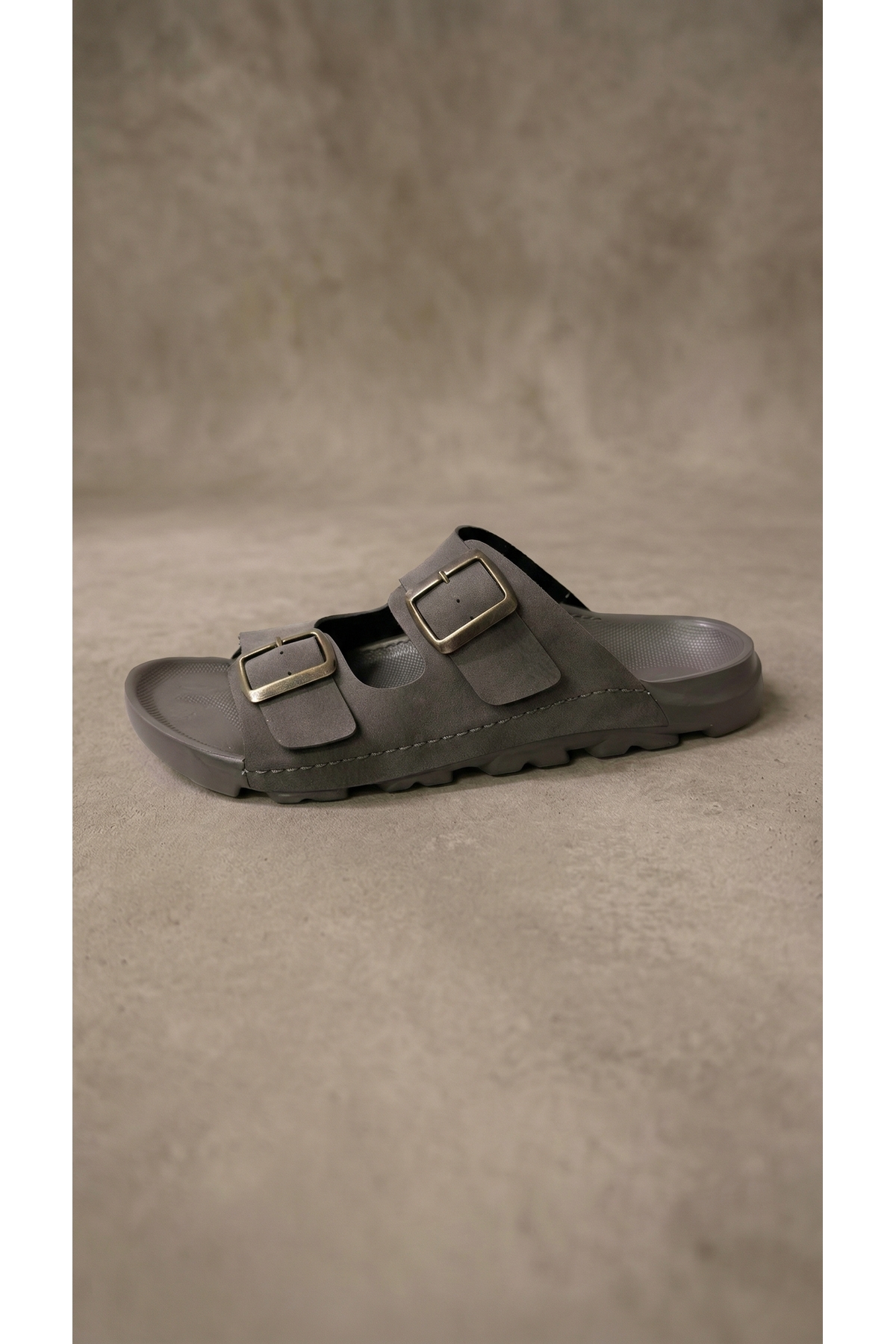 Beyond Unisex Gri Çift Tokalı Terlik BYNDEGEC01 görsel 8