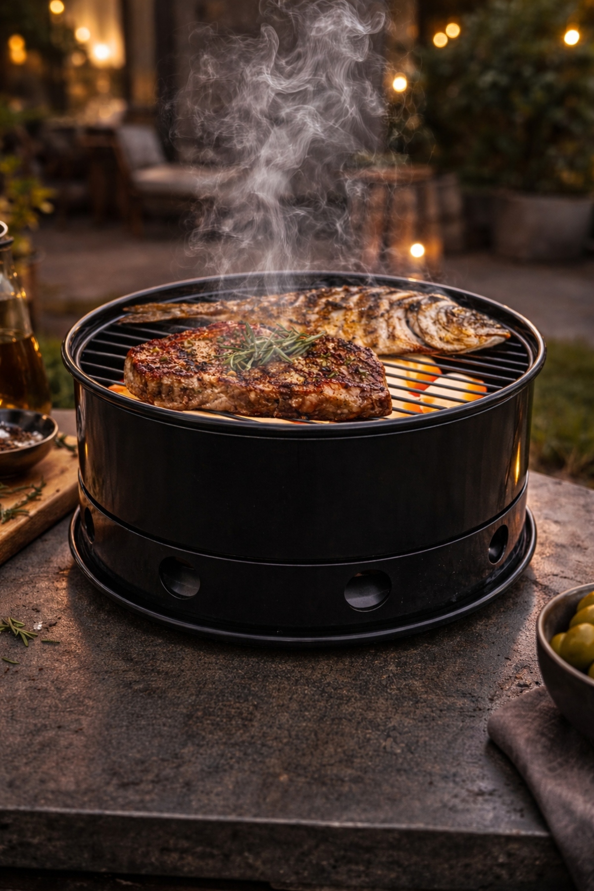 帳銀河不知火3L10kg、パール柑4L10kg Teknor Kaynar Ocak Üstü Lav Taşlı Su Hazneli Mangal & Izgara - Ev