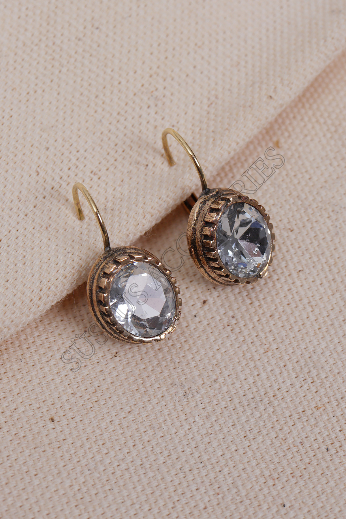 Oval Authentic Earrings with White Crystal Gemstone