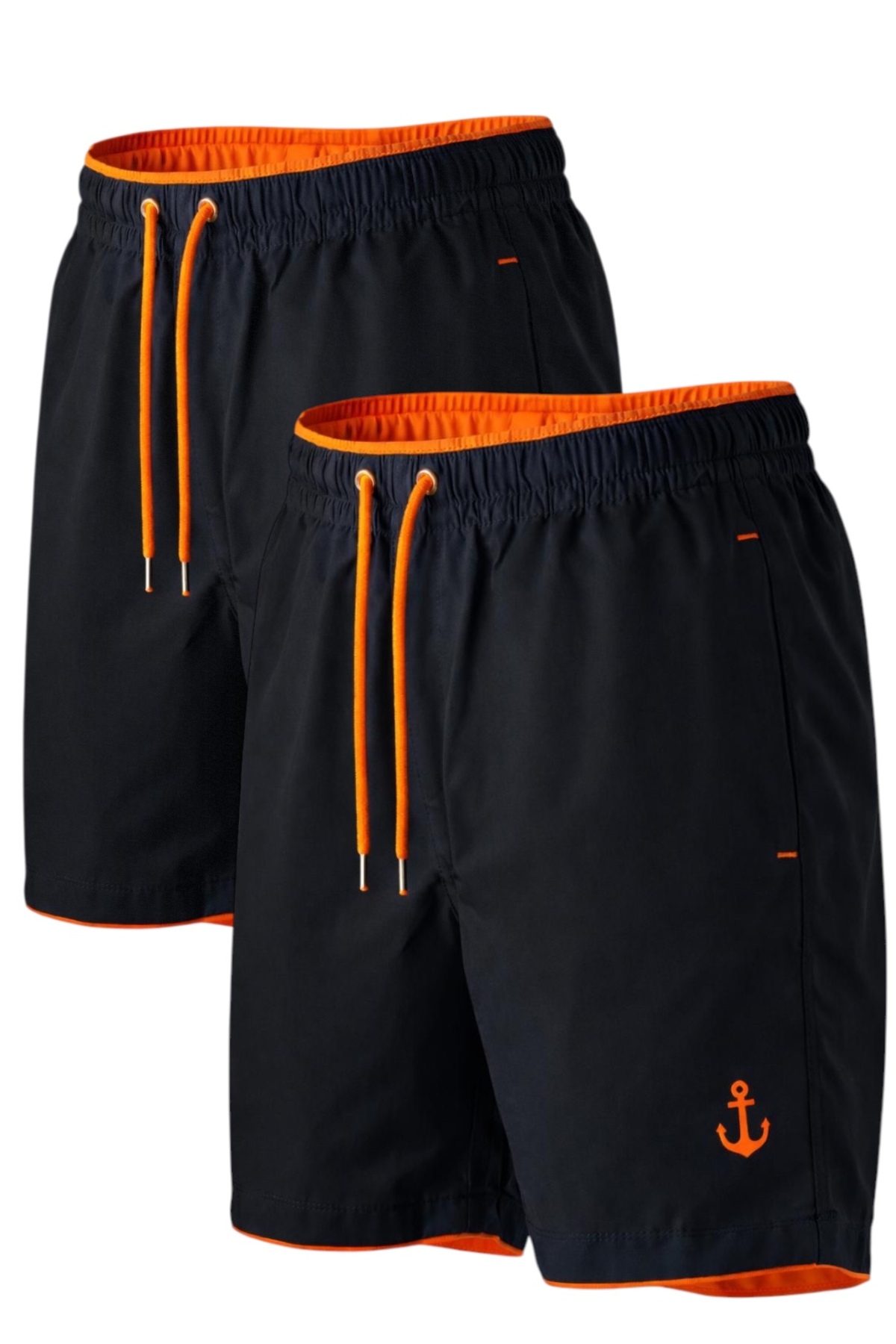 2-piece Pocket Zipper Lined Colorful Sea Shorts