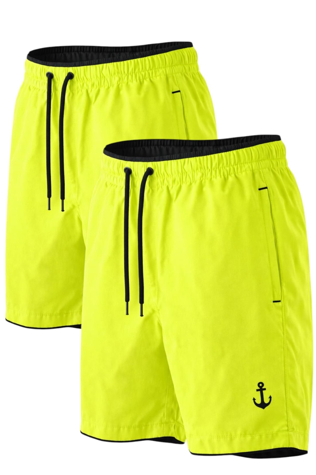 2-piece Pocket Zipper Lined Colorful Sea Shorts