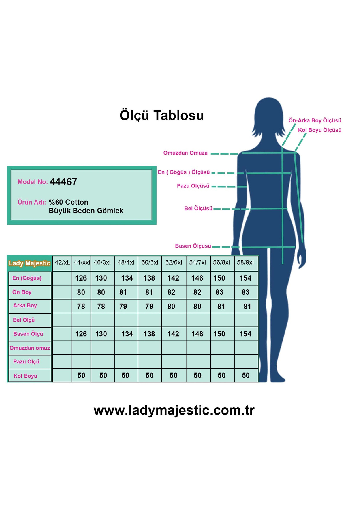 Lady Majestic  Büyük Beden Kadın Pamuklu Gömlek Rahat Kesim, Düğmeli, Volan Kol Detaylı - Görsel 5