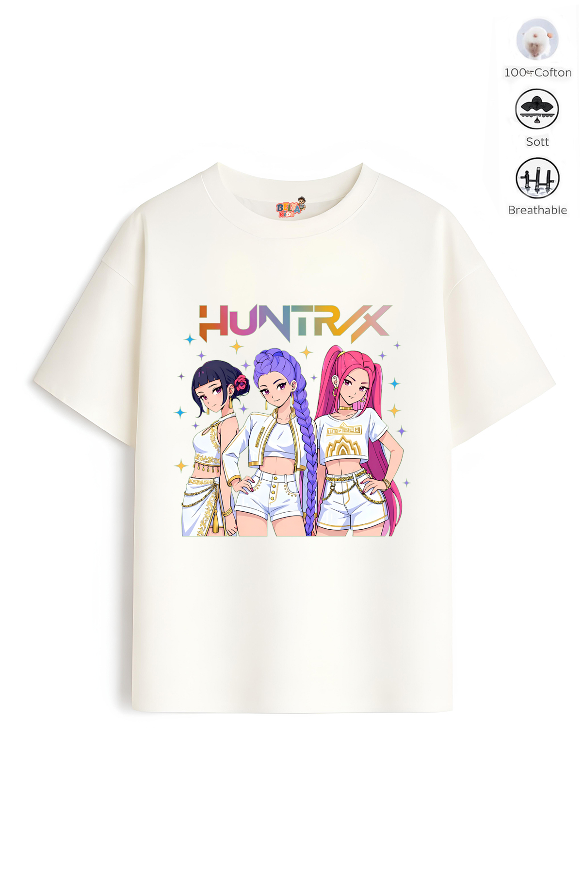 Belya Kids Wear Момичешка тениска с цялостна кройка, дизайн Hun, размер 14, о...