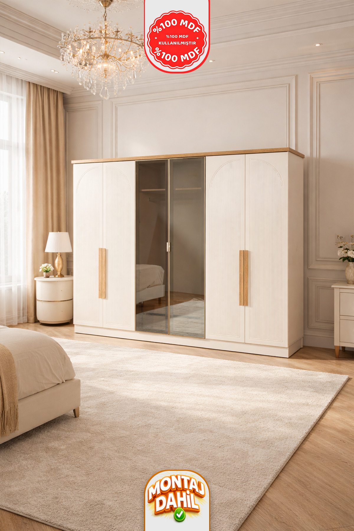 İMBAŞ Alaçatı 6 Kapaklı Gardırop %100 MDF - Fiyatı, Yorumları