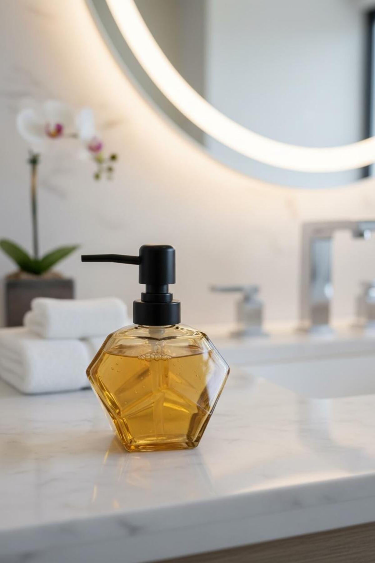 Mavi Sıvı Sabunluk Prizma Desenli | Dekoratif Sabunluk