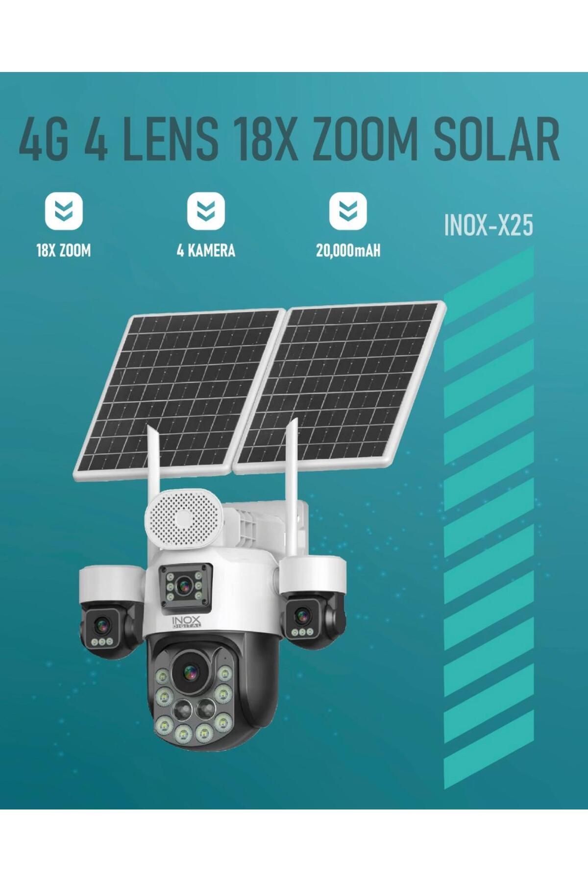 inox KRNTEKNO INOX-X25--4LENS--18X ZOOM--4G--E-SİM--ÇİFT SOLAR
