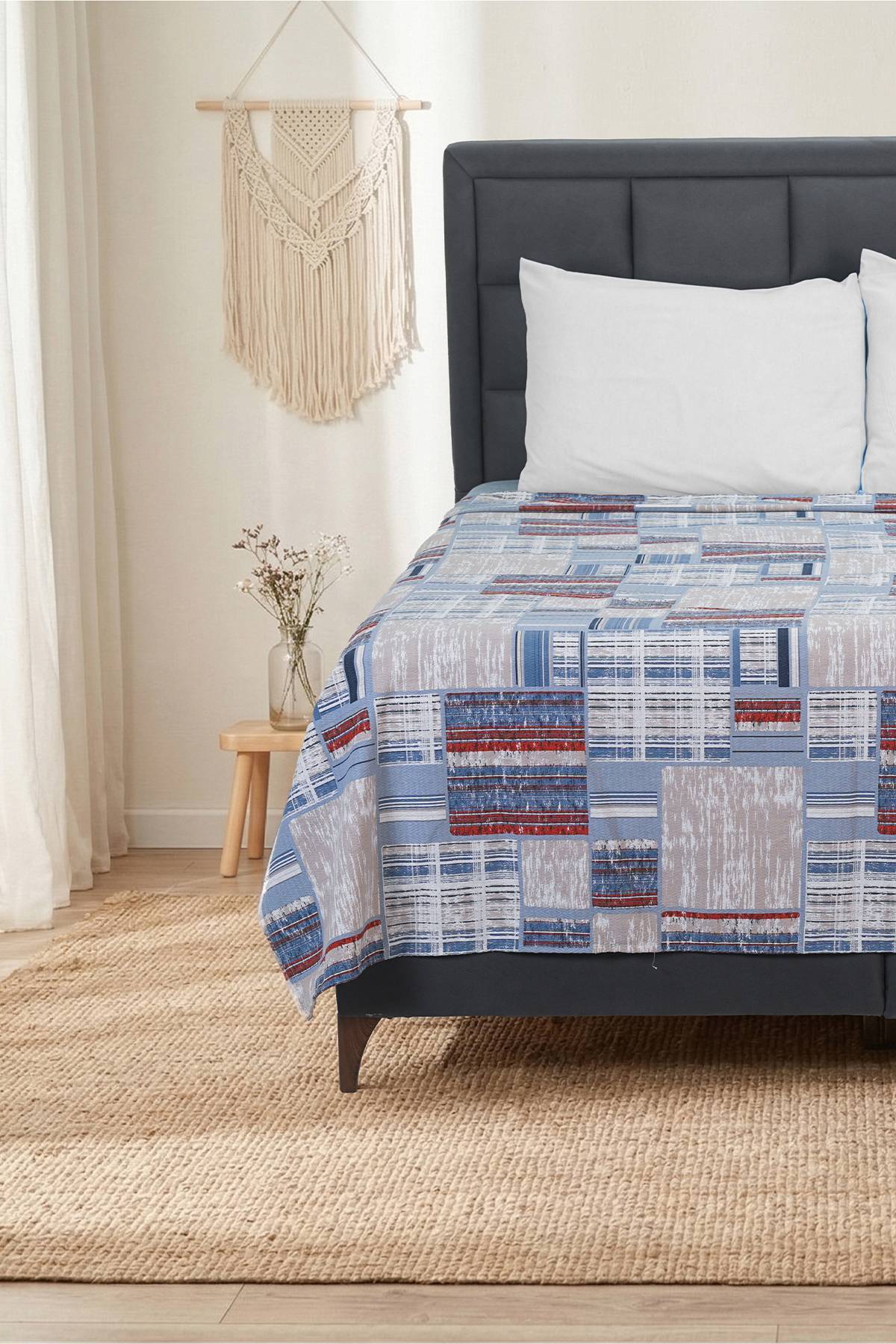 Punch Single Cotton All-Season Quilting Bedspread 160x240 Cm| Ethnic Blue