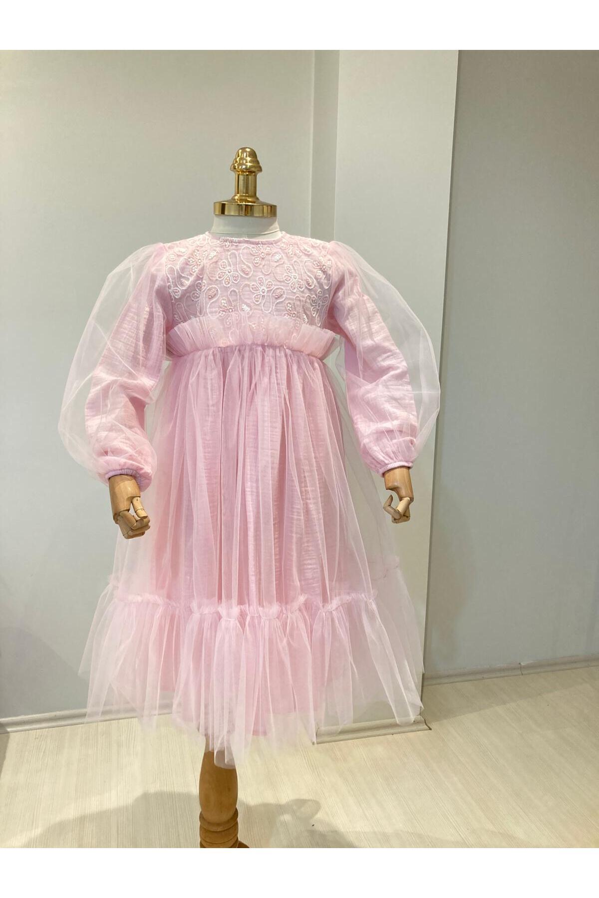 open lace back dress Butterfly Detailed Pink Ballerina Tutu 9-10 Years main image 0