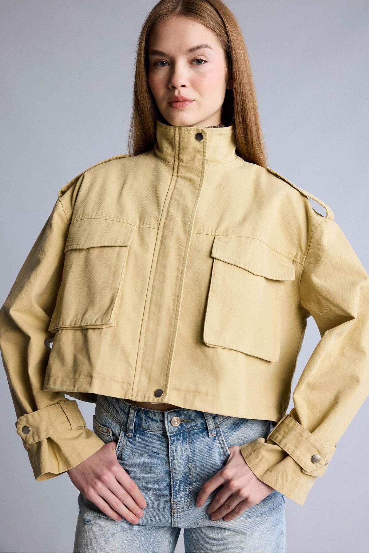 Defacto  Fermuarlı Kısa Pamuklu Mont H1557AX26SP - Görsel 4