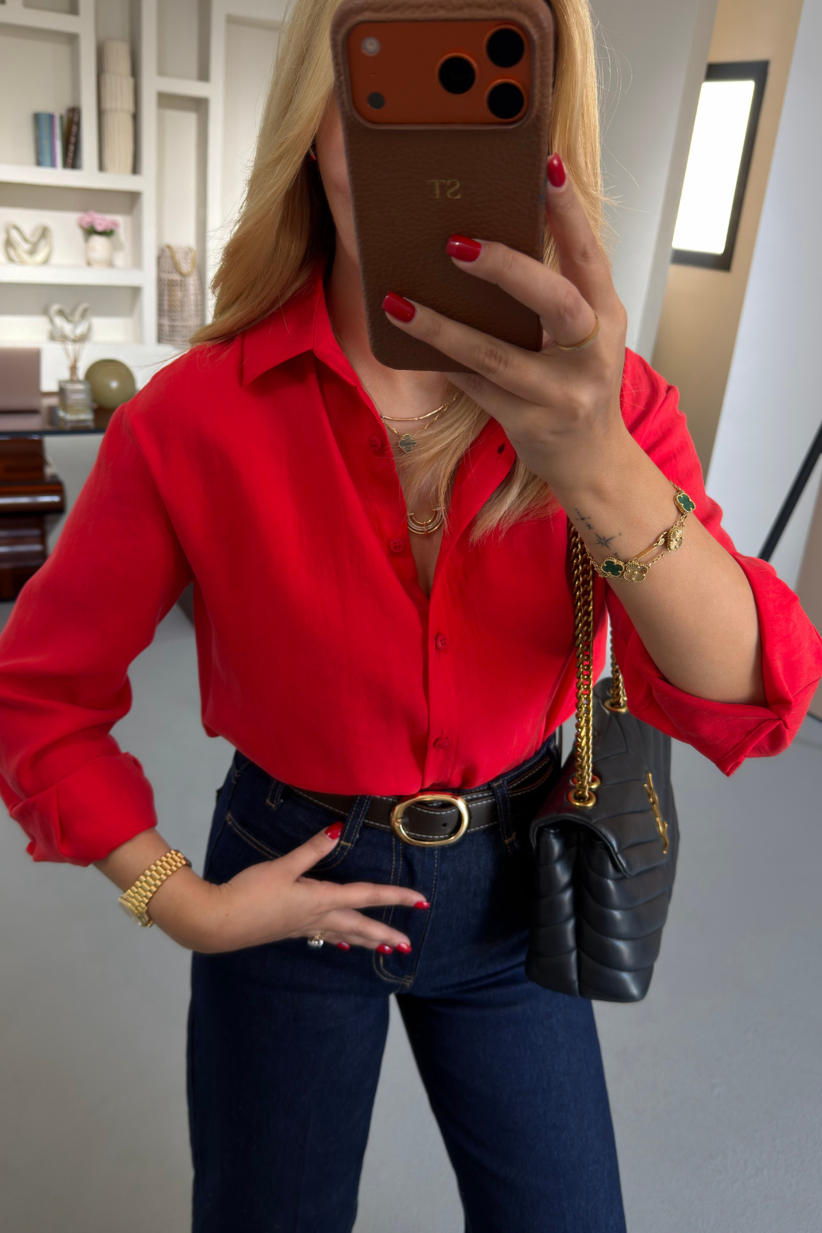 Sezgi Tekin  Premium Seri Kırmızı Tensel Gömlek - Görsel 3