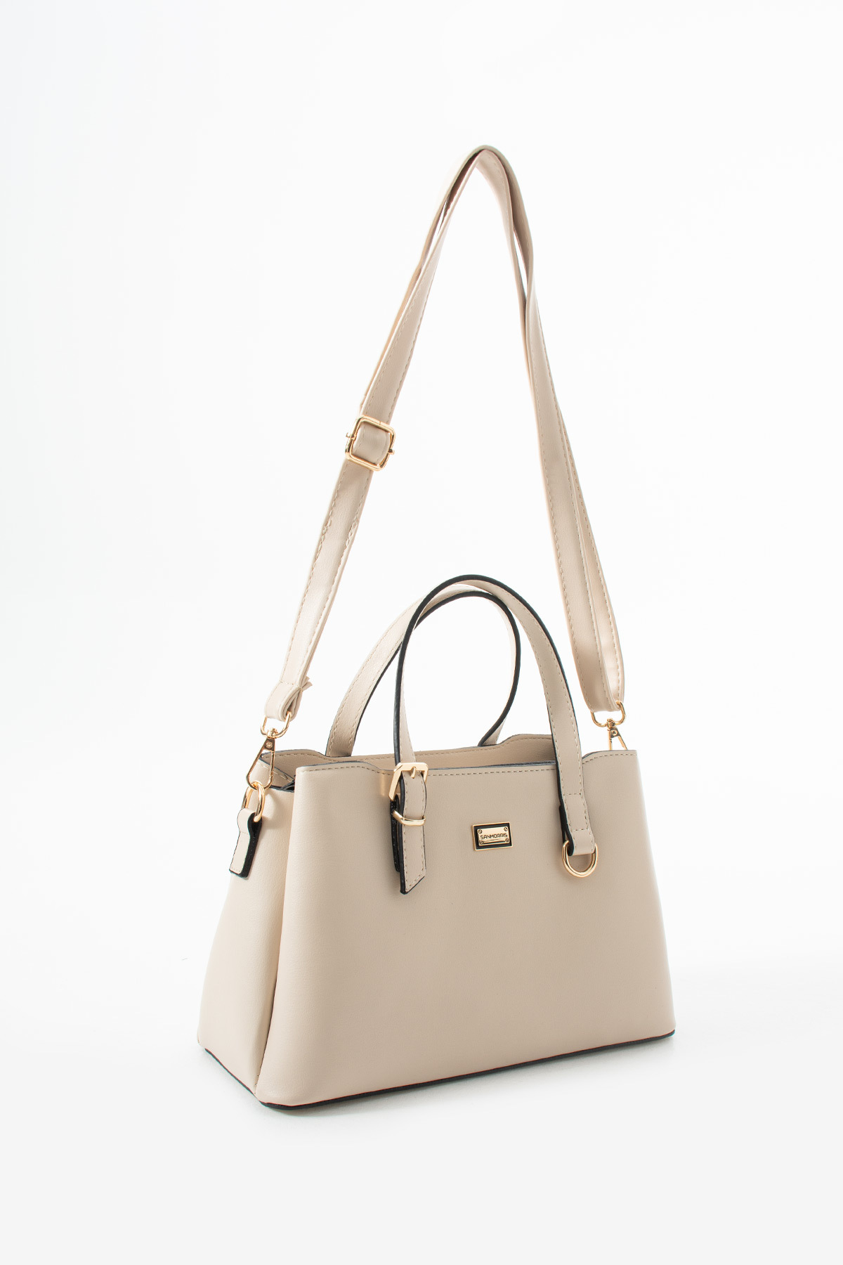 Women's Faux Leather Gold Buckle Hand and Shoulder Bag
