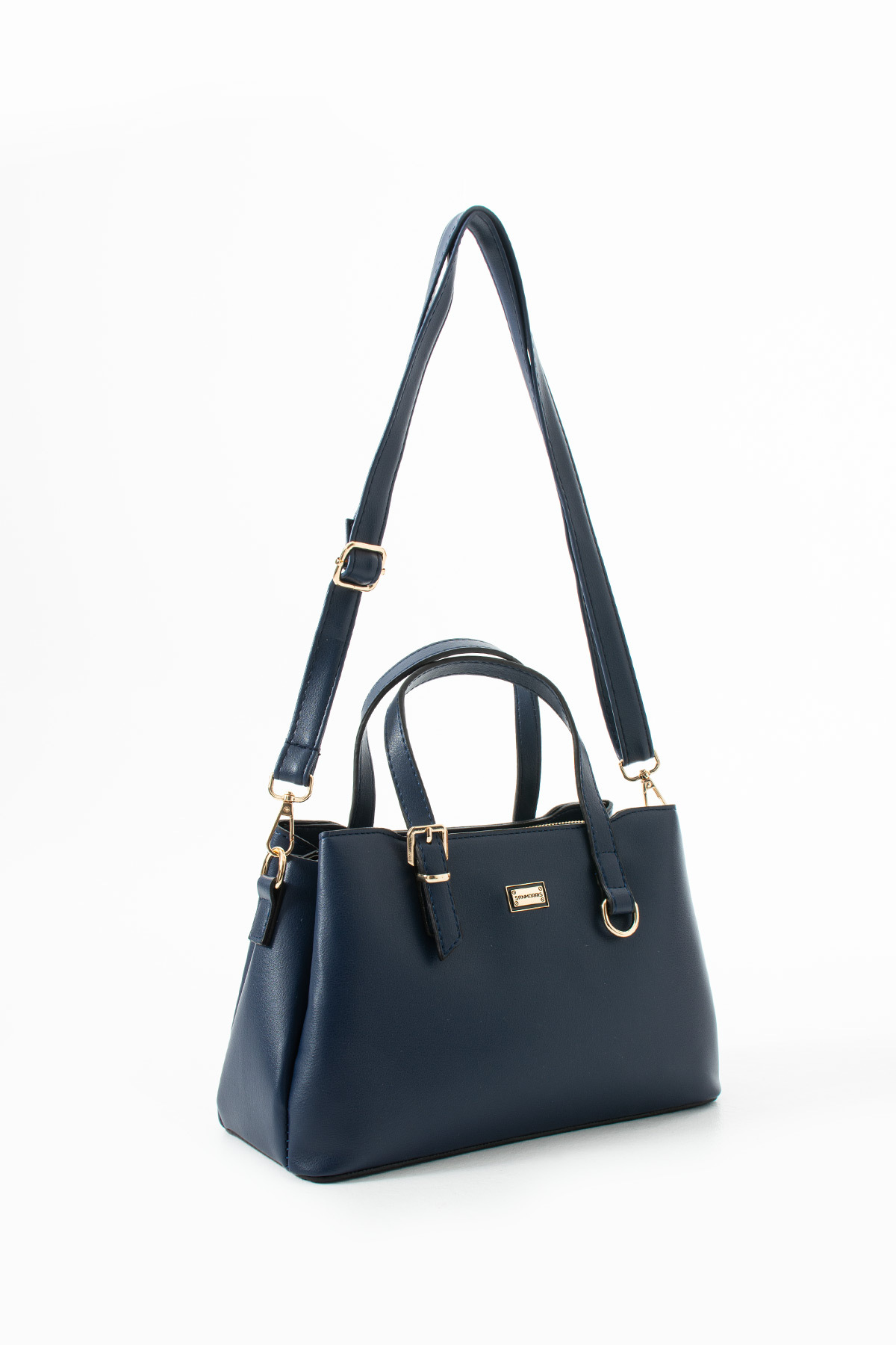 Women's Faux Leather Gold Buckle Hand and Shoulder Bag