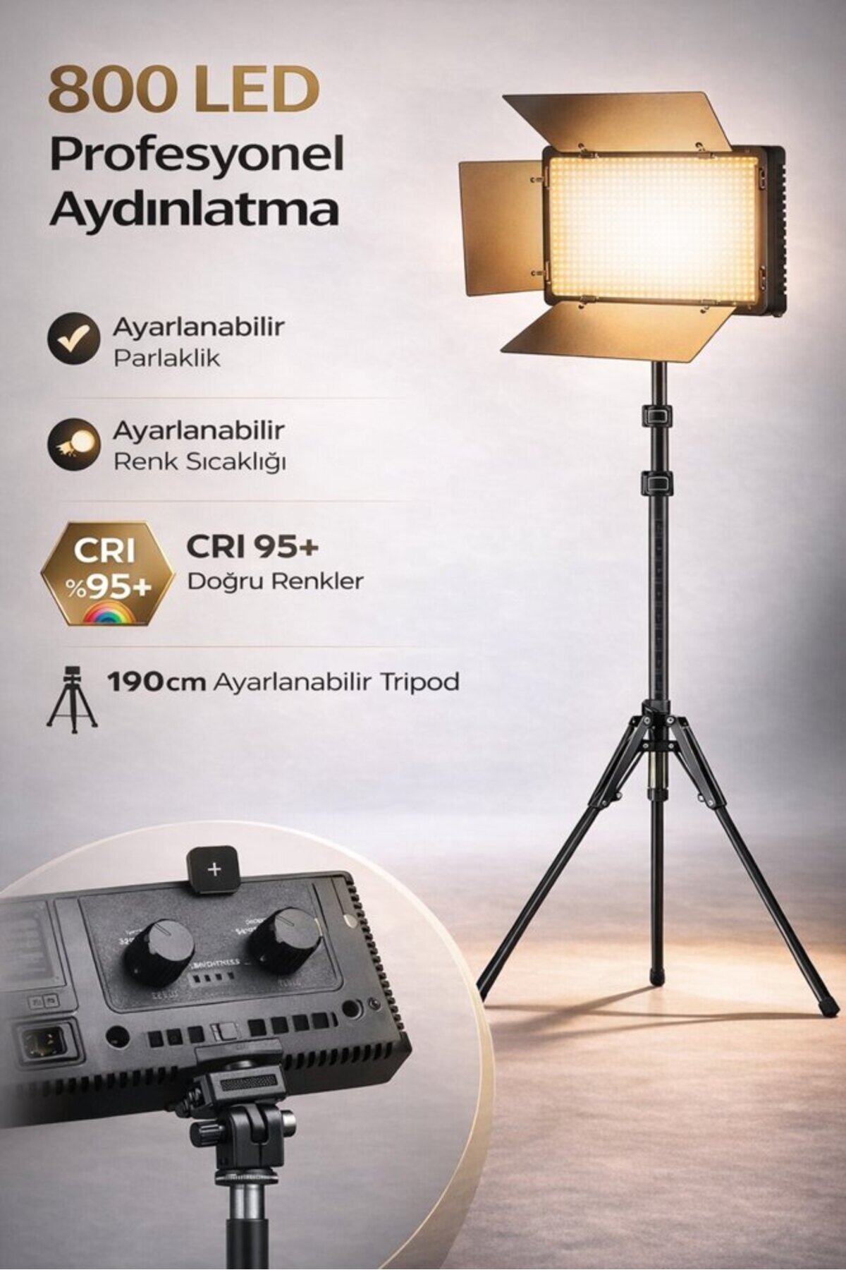 SMAYLİNG 800 LED Profesyonel Video Işığı Tripodlu – Ayarlanabilir