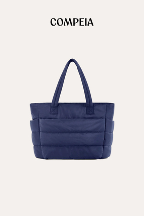 Compeia Kadın Lacivert Puffy Tote Bag Kabarık Kapitone Omuz Çantası Çok Bölme...