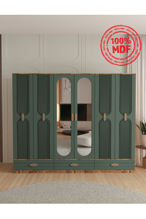 Teen & Bright VENÜS 6 KAPAKLI ÇEKMECELİ BAZALI GARDIROP - TAMAMI MDF