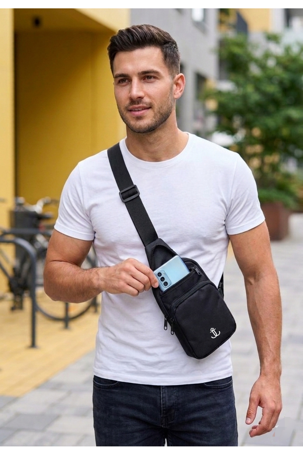 JANJAN Sade Çapraz Bel Göğüs Ve Omuz Çantası,Yürüyüş Çantası,Seyehat Çant,Kadın Telefon Çanta,Erkek Çantası