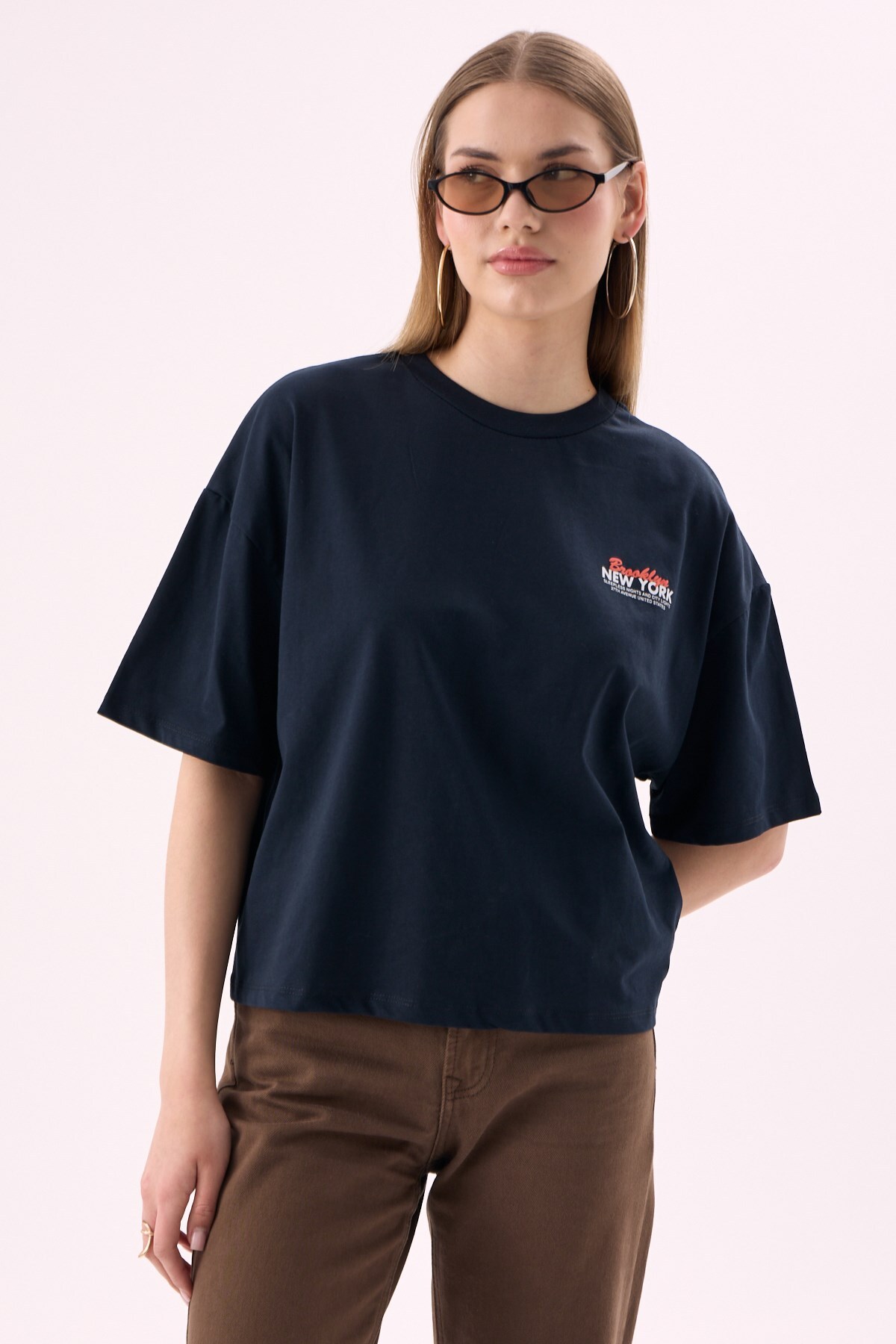 CrepTekstil Crep Kadın Brooklyn New York Kabartma Baskılı Bisiklet