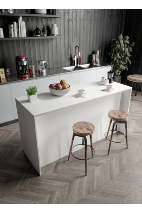 Afilli Ada Bar Masası 2 Çekmeceli 4 Kapaklı Mutfak Yemek Masası Beyaz