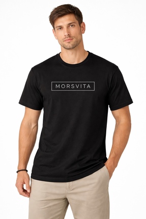 Morsvita Bisiklet Yaka Logo Nakışlı Siyah Erkek Regular T-shirt
