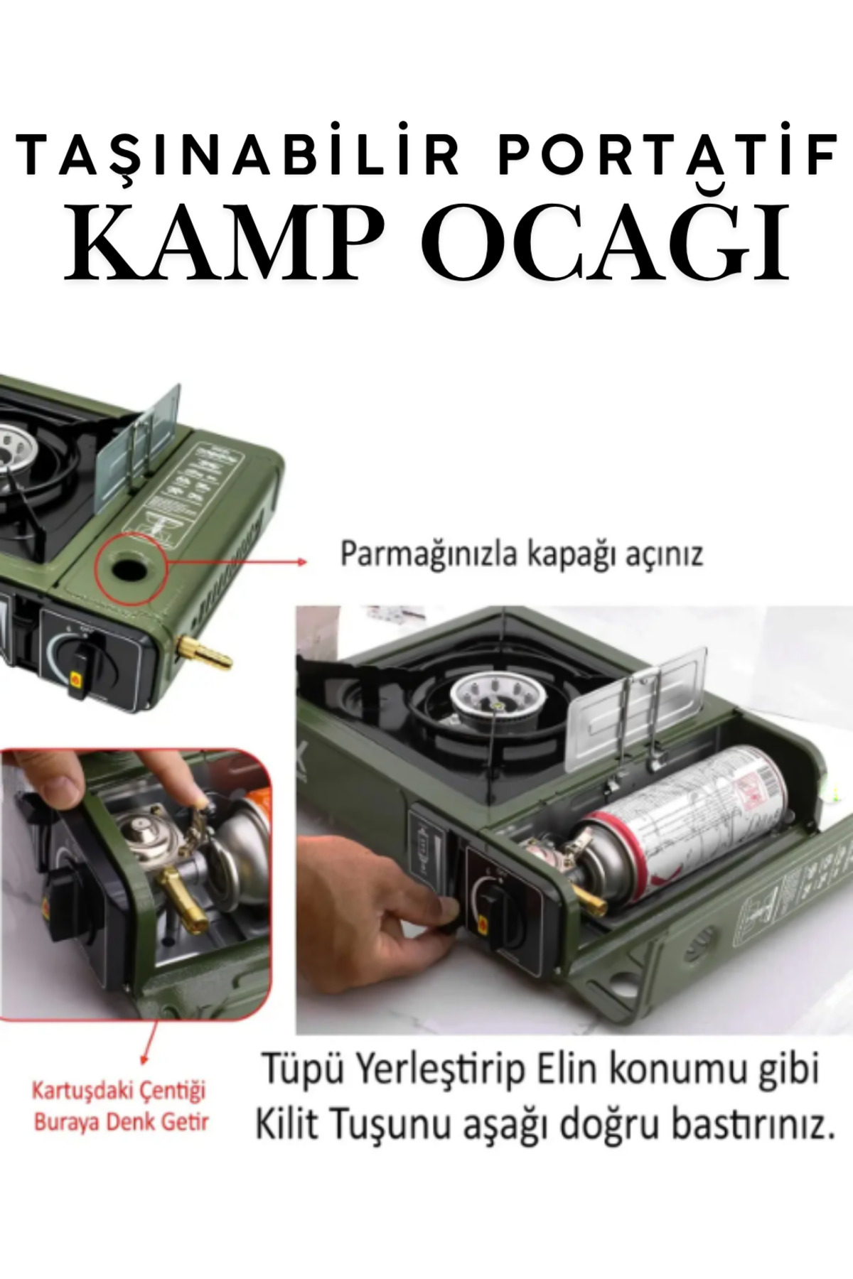 KAYRA LEATHER CRAFT 7'li Gri Portatif Kamp Ocağı Seti Çantalı
