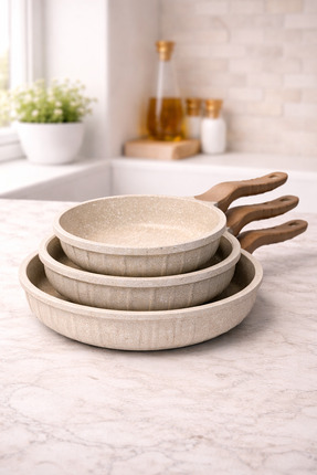 lavonni Line 3 Parça Döküm Tava Set 20/24/28 Cm Yapışmaz Cappucıno
