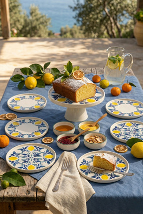Papart Limon 11 Parça 6 Kişilik Stackable Ayaklı Sunum Standlı Limon Seramik ...