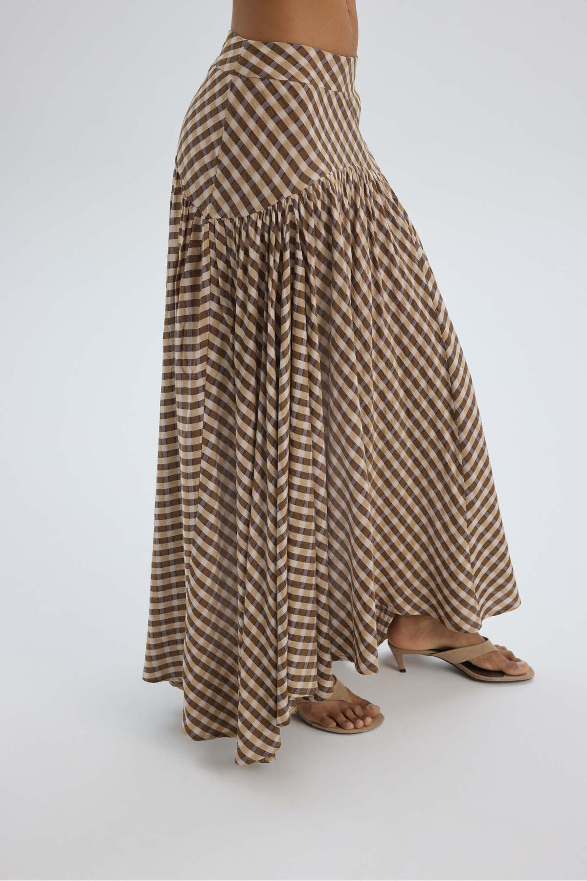MAI STUDIOS CO.  Amelisse Ekoseli Kahve Uzun Etek - Görsel 4