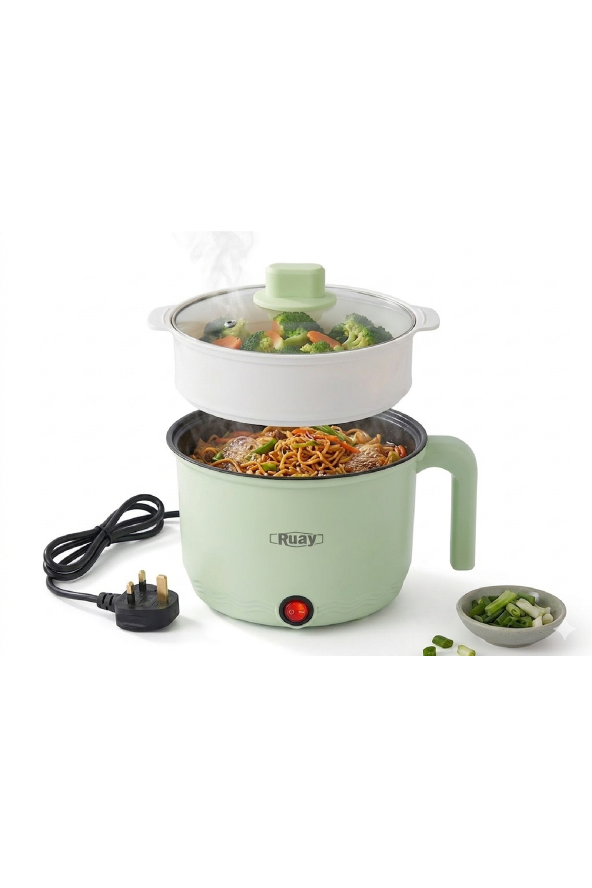 Ra96 Electric Pressure Cooker Cook Two Dishes Simultaneously 1.5L 600W Electric Cooker with Non Stick Coating no098765323, one size